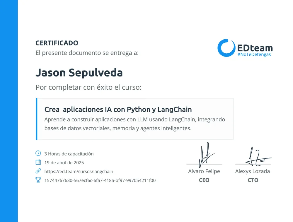 Ruta de LangChain certificate — EDteam