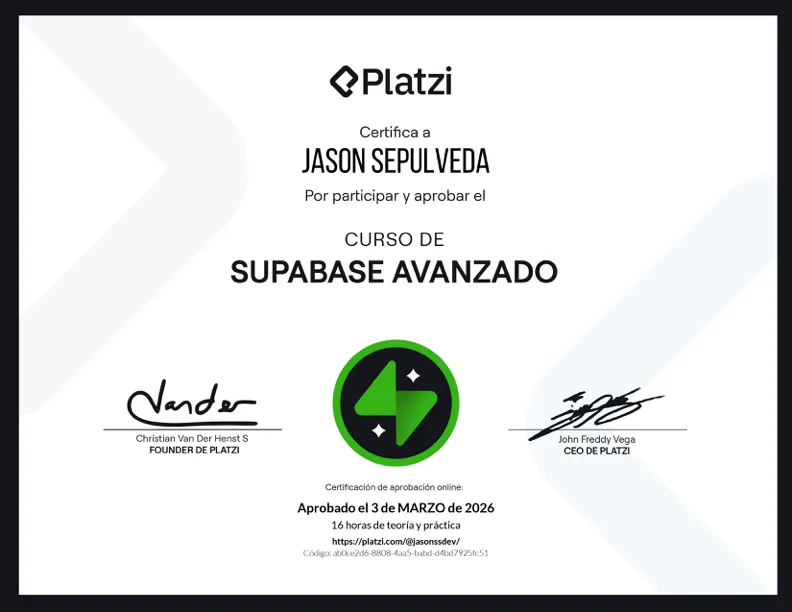 Supabase Advanced certificate — Platzi