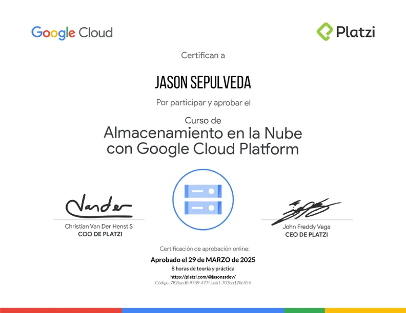 Cloud Storage on Google Cloud certificate — Platzi