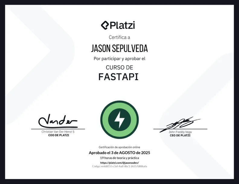 FastAPI certificate — Platzi