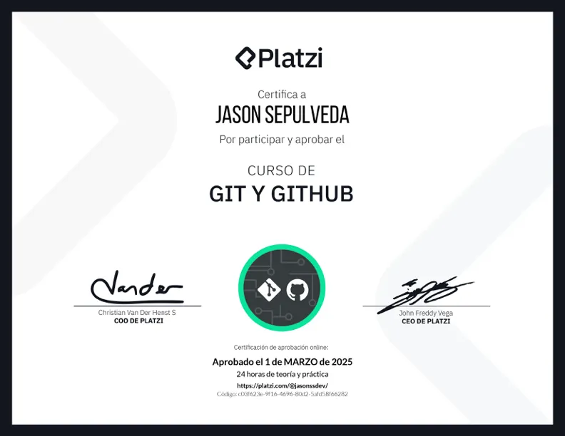 Git and GitHub certificate — Platzi