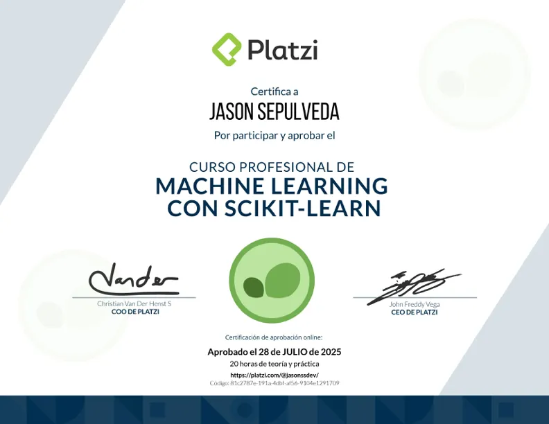 Scikit-learn certificate — Platzi
