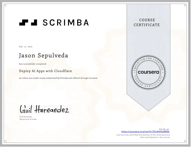 Deploy AI Apps certificate — Scrimba