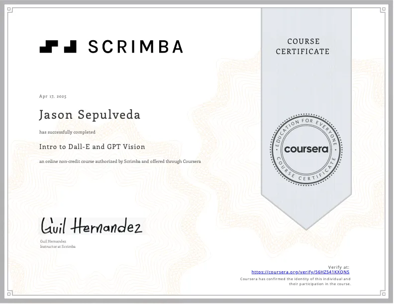 Intro to DALL·E and GPT Vision certificate — Scrimba